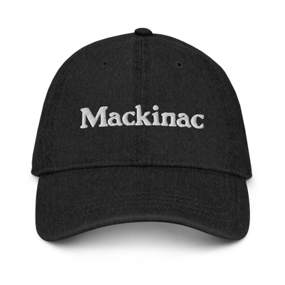 'Mackinac' Denim Baseball Cap | White/Black Embroidery