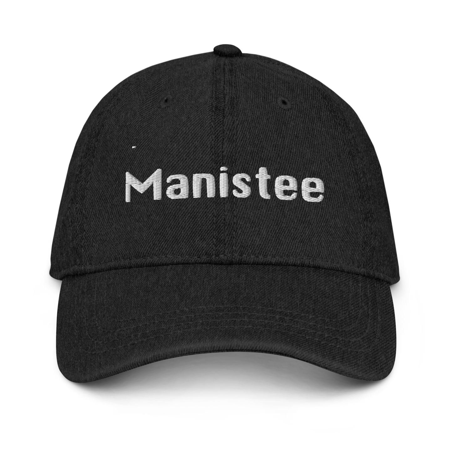 'Manistee' Denim Baseball Cap | White/Black Embroidery