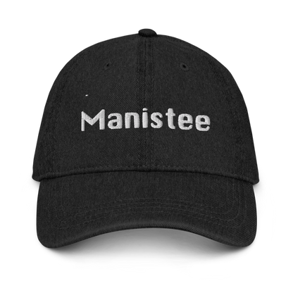 'Manistee' Denim Baseball Cap | White/Black Embroidery