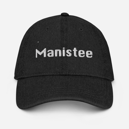 'Manistee' Denim Baseball Cap | White/Black Embroidery