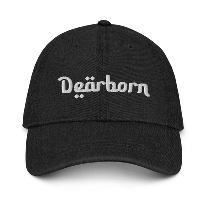 'Dearborn' Denim Baseball Cap | White/Black Embroidery