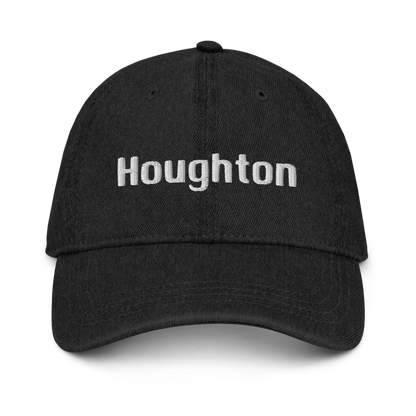 'Houghton' Denim Baseball Cap | White/Black Embroidery