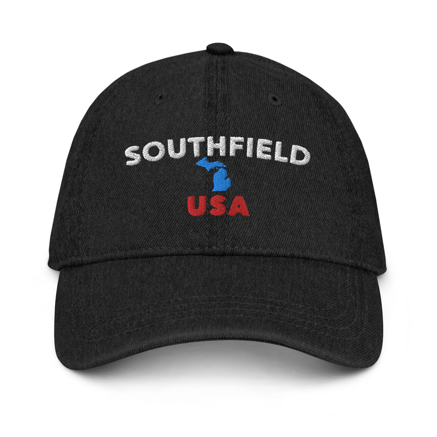 'Southfield USA' Denim Baseball Cap (w/ Michigan Outline)