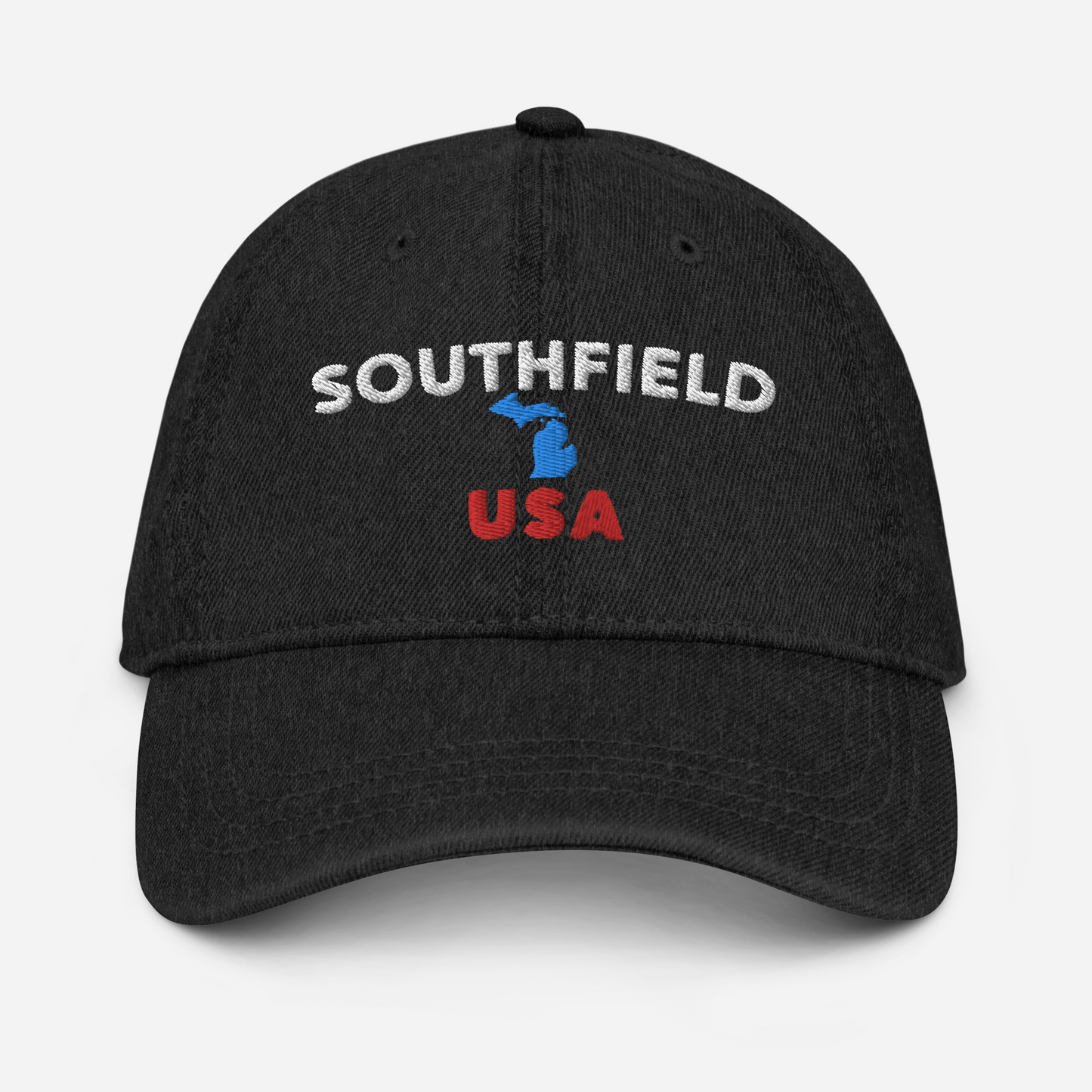 'Southfield USA' Denim Baseball Cap (w/ Michigan Outline)