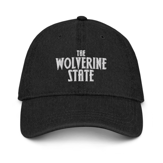 Michigan 'Wolverine State' Denim Baseball Cap (Vicious Mustelid Font)