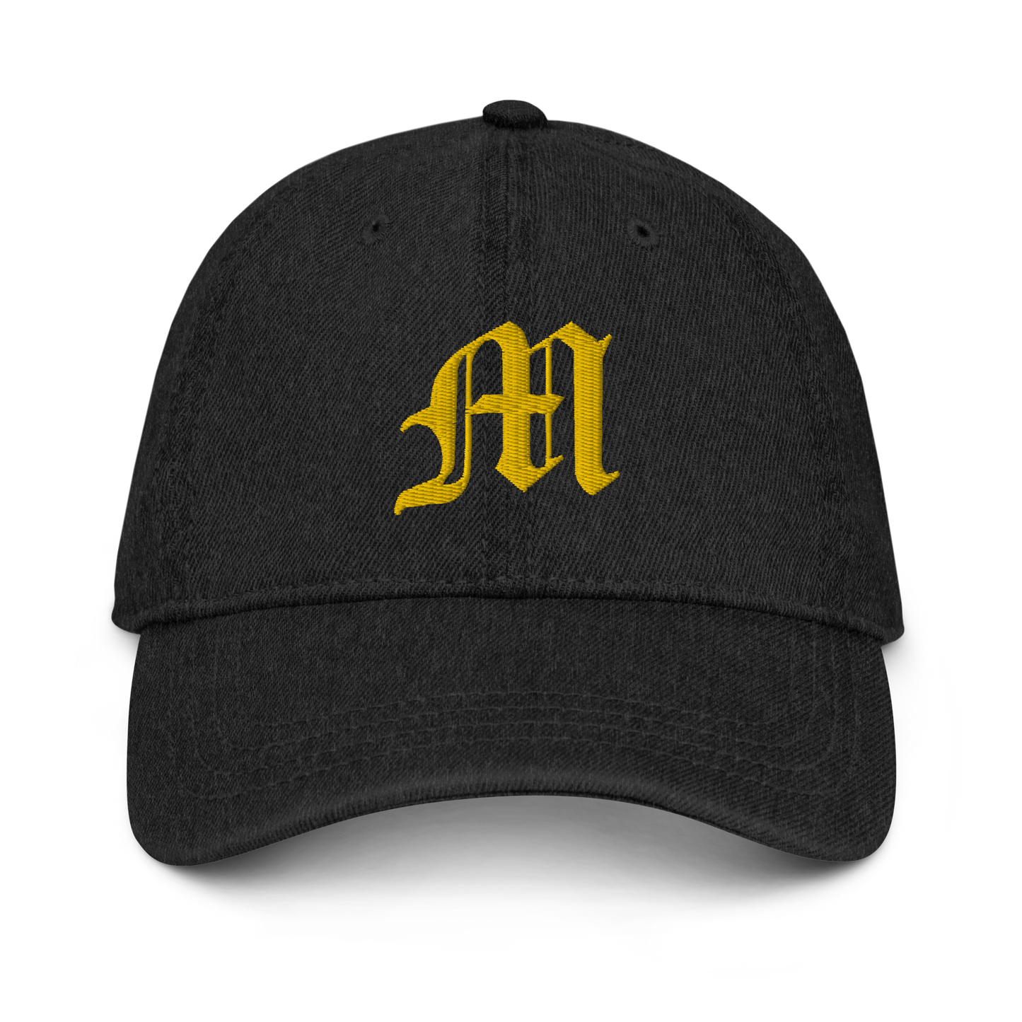 Michigan Old English 'M' Denim Baseball Cap (w/ 'Michigan' Back Design) | Gold Embroidery