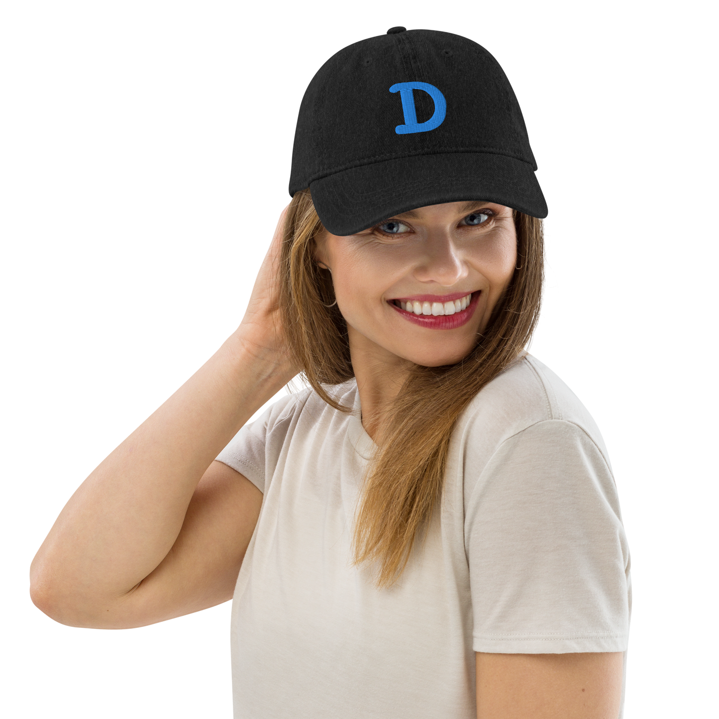 Detroit 'Old French D' Denim Baseball Cap | Azure Embroidery