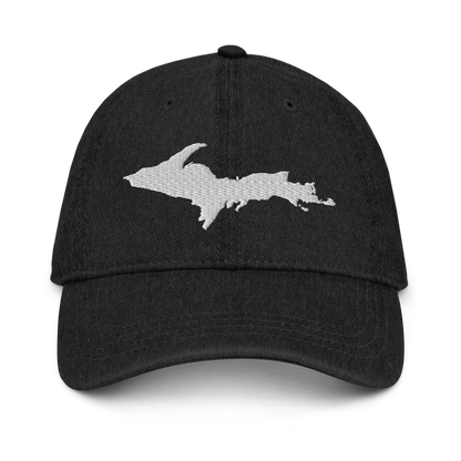 Michigan Upper Peninsula Denim Baseball Hat (w/ UP Outline)