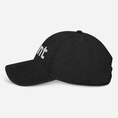 'Flint' Denim Baseball Cap | White/Black Embroidery