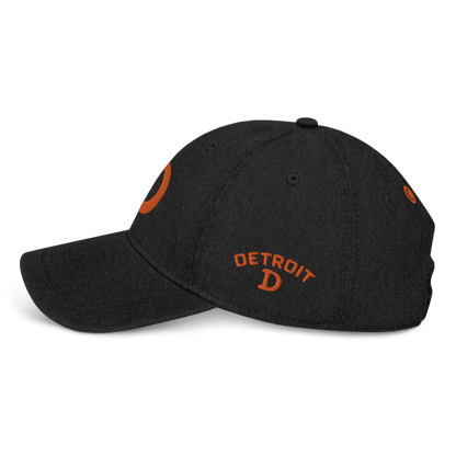 Detroit 'Old French D' Denim Baseball Cap (w/ Side Design) | Orange Embroidery