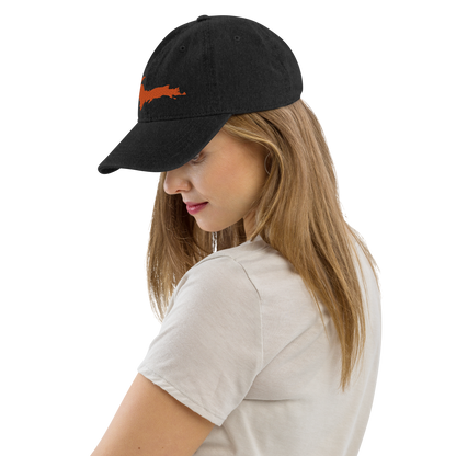 Michigan Upper Peninsula Denim Baseball Cap (w/ Orange UP Outline)