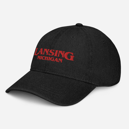 'Lansing Michigan' Denim Baseball Cap (1980s Drama Parody)