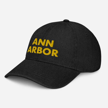 'Ann Arbor' Denim Baseball Cap (Gold Embroidery)