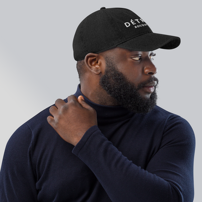 'Détroit Rocque Cité' Denim Baseball Cap | White/Navy Embroidery