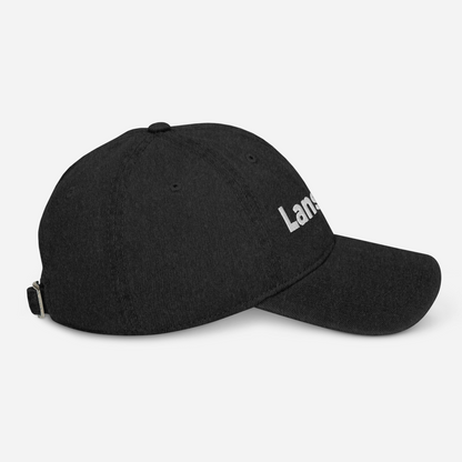 'Lansing' Denim Baseball Cap | White/Black Embroidery