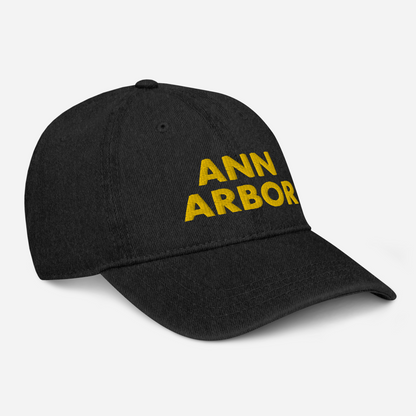 'Ann Arbor' Denim Baseball Cap (Gold Embroidery)