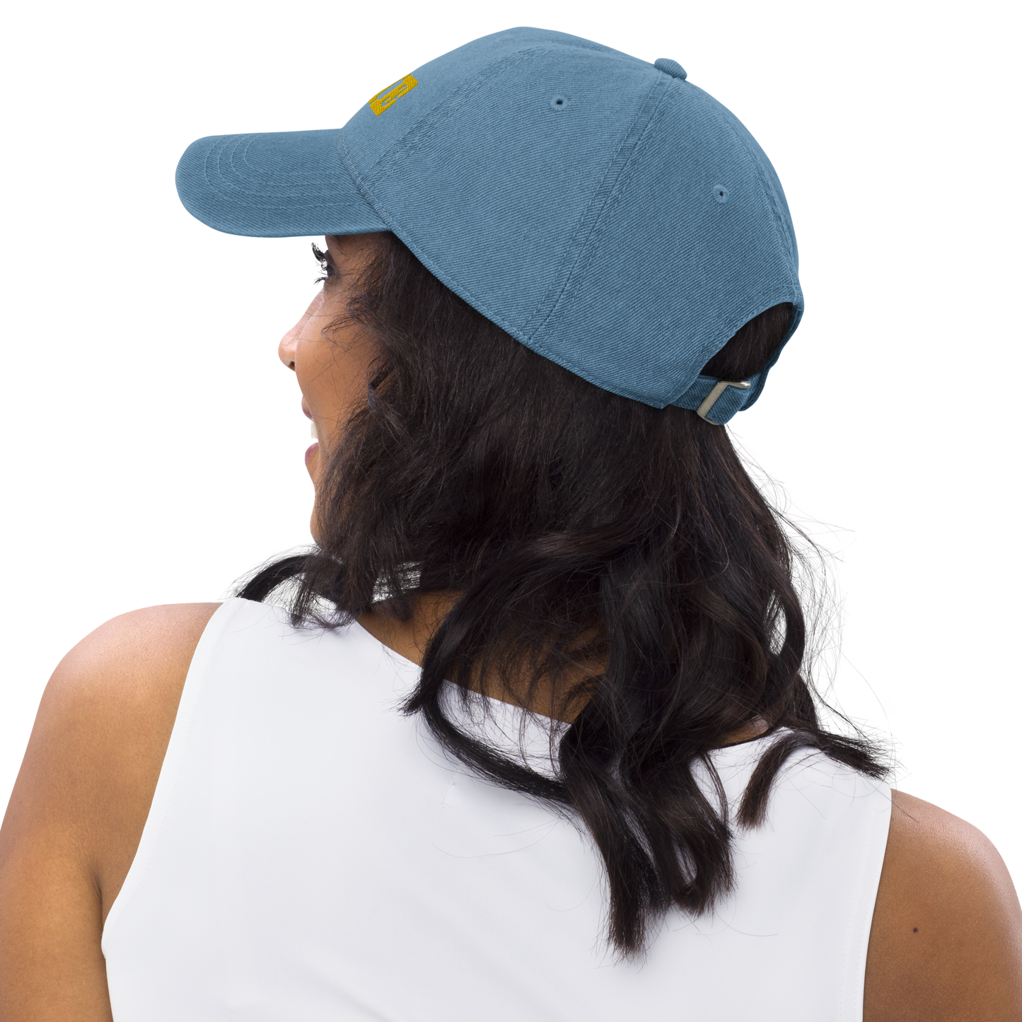 Michigan 'Home' Denim Baseball Cap (Typewriter Font) | Gold Embroidery