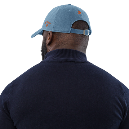 Detroit 'Old French D' Denim Baseball Cap (w/ Side Design) | Orange Embroidery