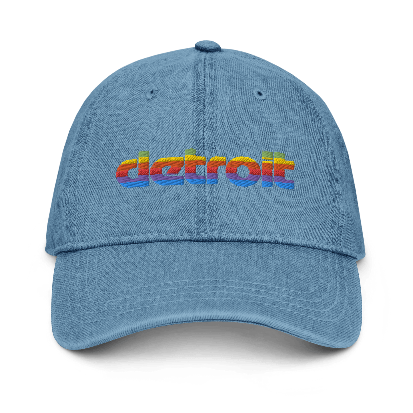 'Detroit' Denim Baseball Cap (1980s Pomaceous Computer Parody) - Circumspice Michigan