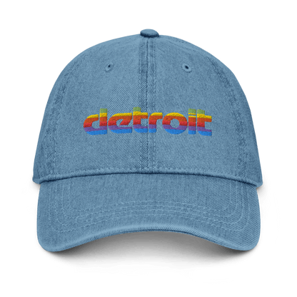 'Detroit' Denim Baseball Cap (1980s Pomaceous Computer Parody) - Circumspice Michigan