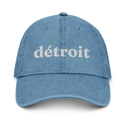 'Détroit' Denim Baseball Cap | White/Navy Embroidery - Circumspice Michigan