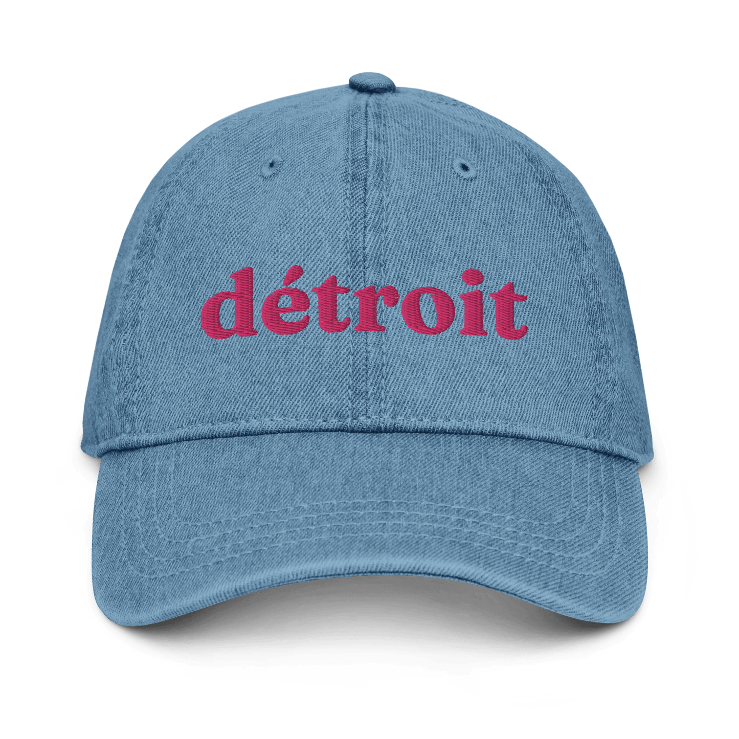 'Détroit' Denim Baseball Cap | Pink Embroidery - Circumspice Michigan