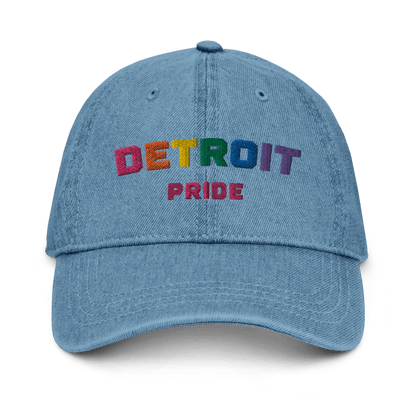 'Detroit Pride' LGBTQ Denim Baseball Cap (w/Rainbow Colors) - Circumspice Michigan