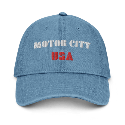 'Motor City USA' Denim Baseball Cap - Circumspice Michigan