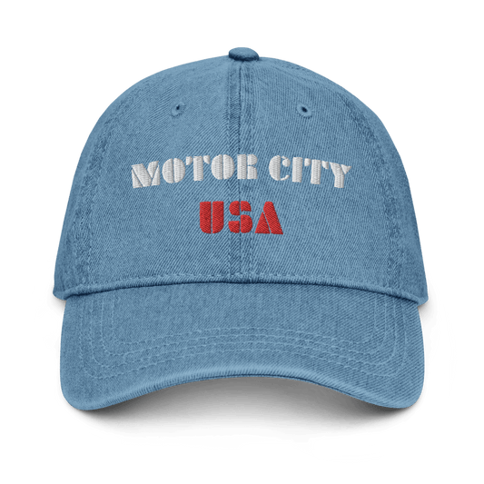 'Motor City USA' Denim Baseball Cap - Circumspice Michigan