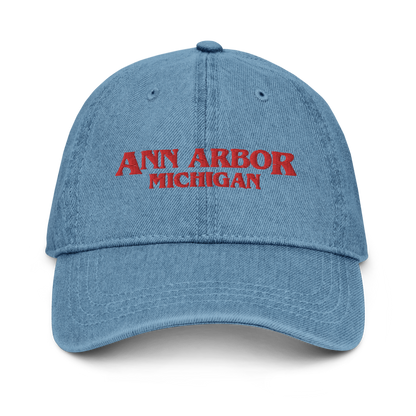 'Ann Arbor Michigan' Denim Baseball Cap (1980s Drama Parody)