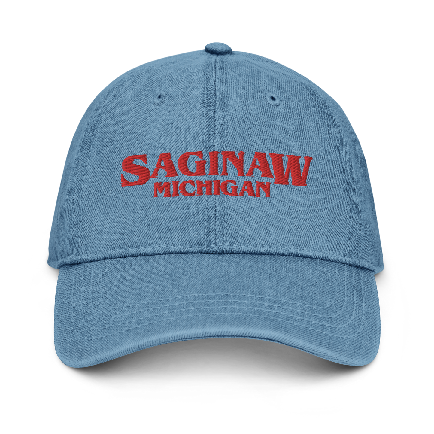 'Saginaw Michigan' Denim Baseball Cap (1980s Drama Parody)