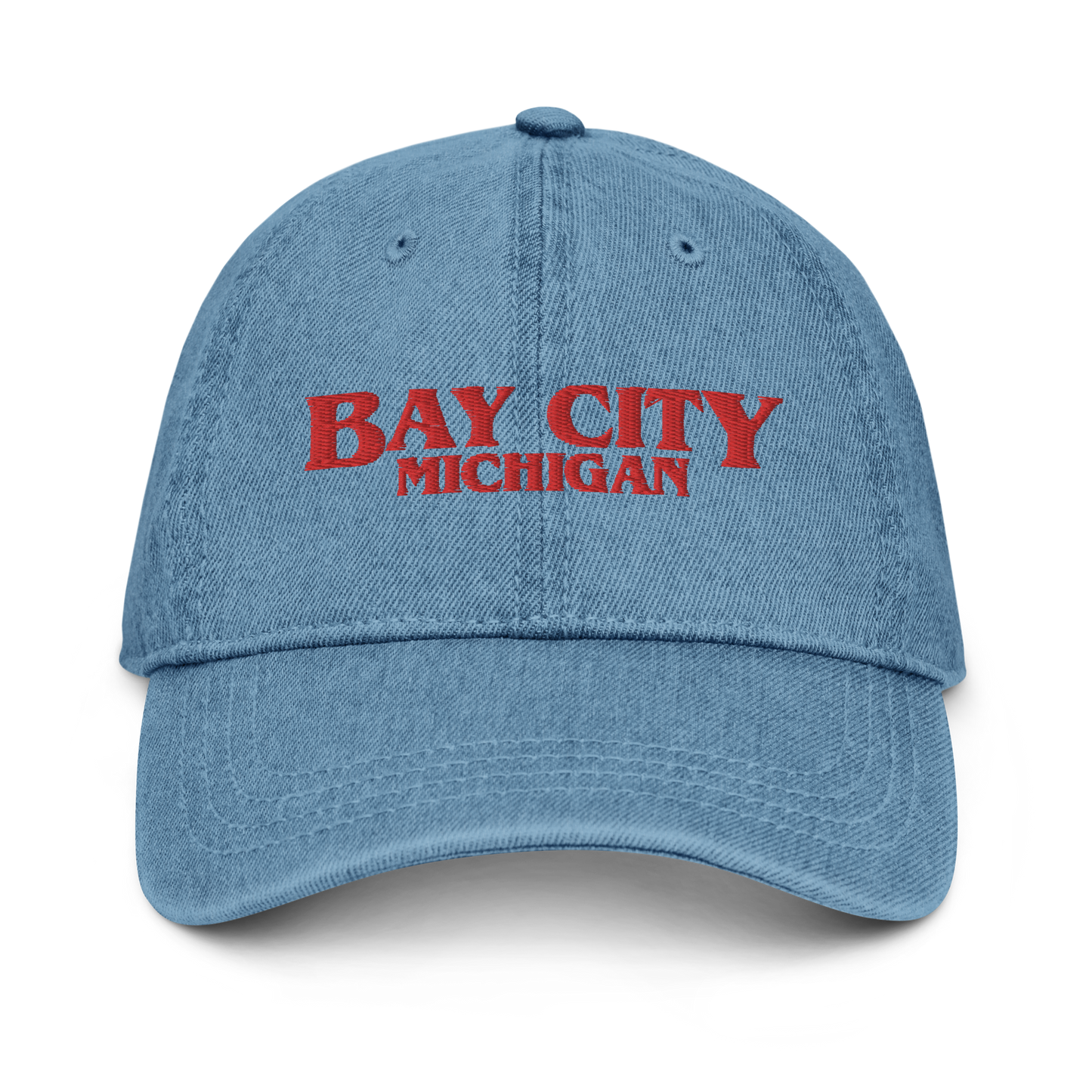 'Bay City Michigan' Denim Baseball Cap (1980s Drama Parody)