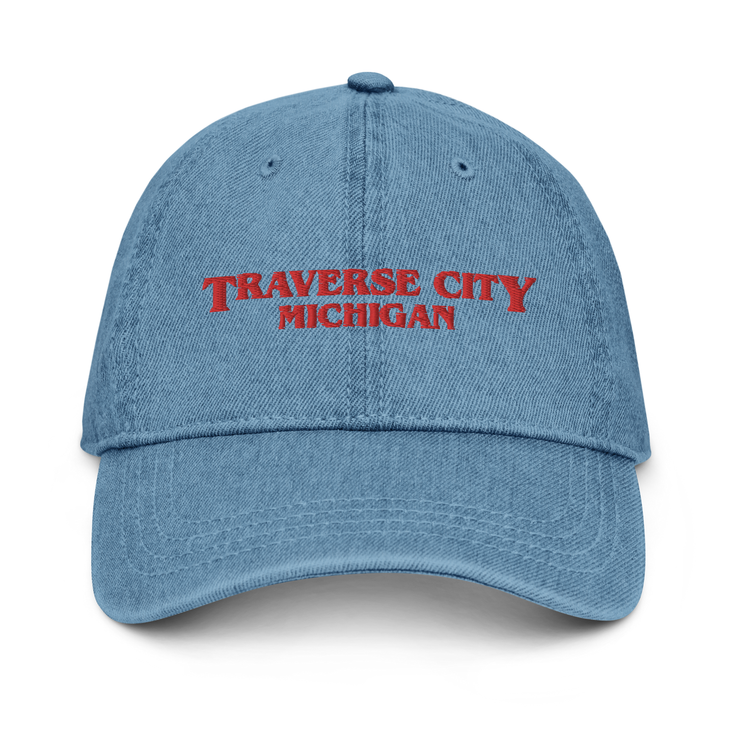 'Traverse City Michigan' Denim Baseball Cap (1980s Drama Parody)