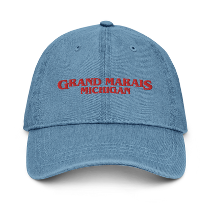 'Grand Marais Michigan' Denim Baseball Cap (1980s Drama Parody)