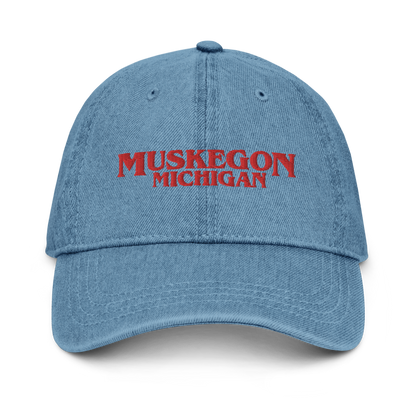 'Muskegon Michigan' Denim Baseball Cap (1980s Drama Parody)