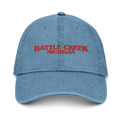 'Battle Creek Michigan' Denim Baseball Cap (1980s Drama Parody)