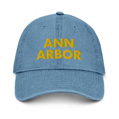 'Ann Arbor' Denim Baseball Cap (Gold Embroidery)