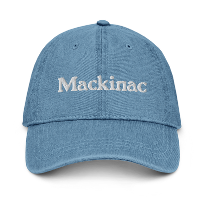 'Mackinac' Denim Baseball Cap | White/Black Embroidery