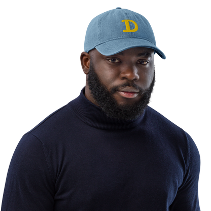 Detroit 'Old French D' Denim Baseball Cap (w/ Side Design) | Gold Embroidery