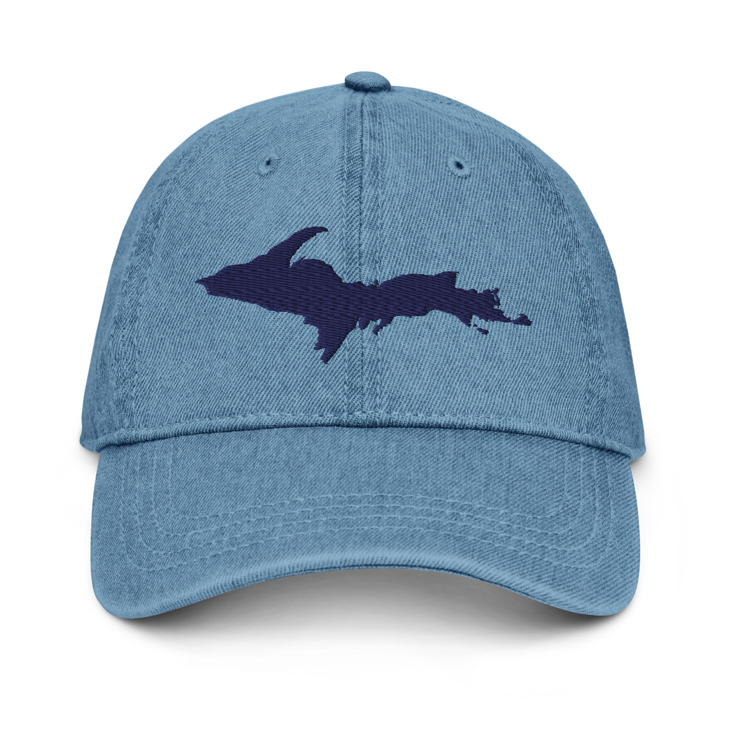 Michigan Upper Peninsula Denim Baseball Hat (w/ UP Outline)