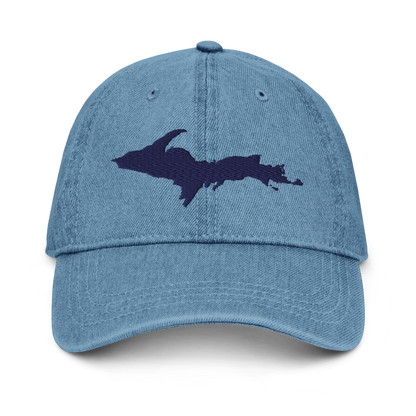 Michigan Upper Peninsula Denim Baseball Hat (w/ UP Outline)