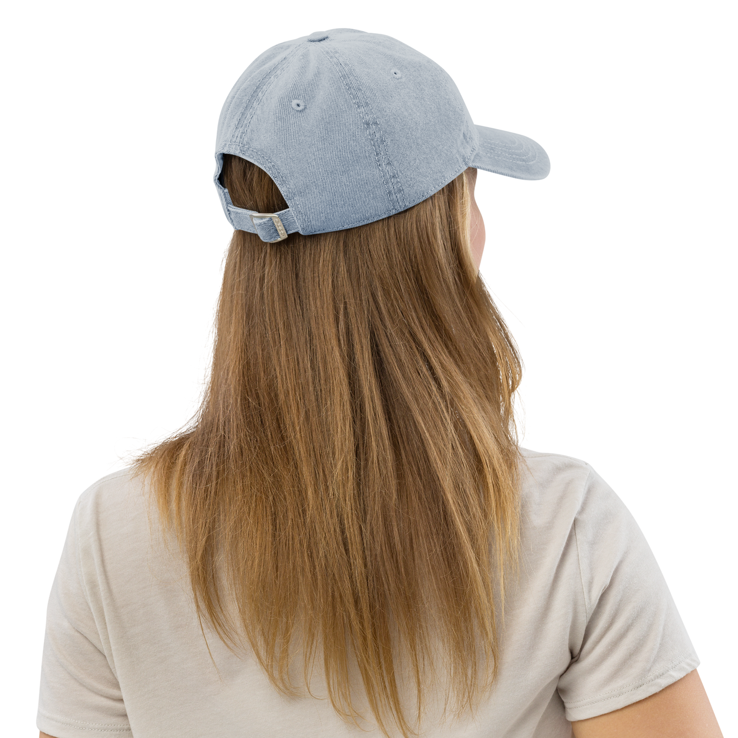 'Muskegon Michigan' Denim Baseball Cap (w/ Michigan Outline)