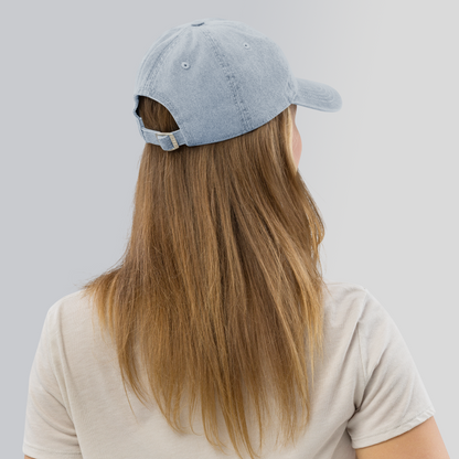 'Sault Ste. Marie' Denim Baseball Cap (w/ Michigan Outline)