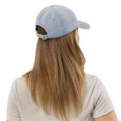 'Sault Ste. Marie' Denim Baseball Cap (w/ Michigan Outline)