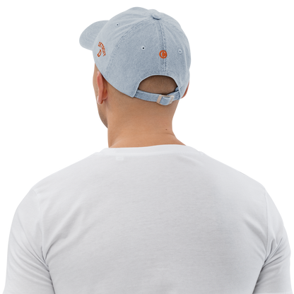 Detroit 'Old French D' Denim Baseball Cap (w/ Side Design) | Orange Embroidery