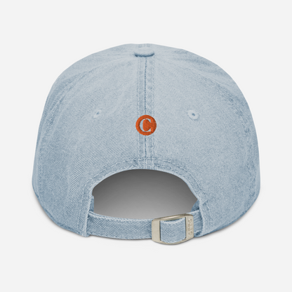 Detroit 'Old French D' Denim Baseball Cap (w/ Side Design) | Orange Embroidery