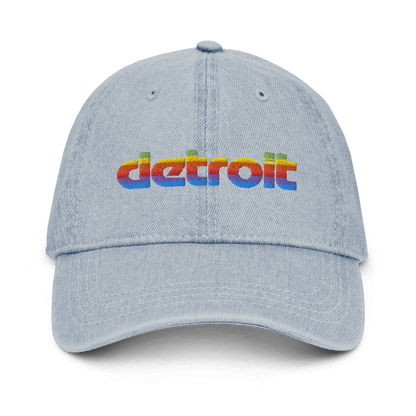 'Detroit' Denim Baseball Cap (1980s Pomaceous Computer Parody) - Circumspice Michigan