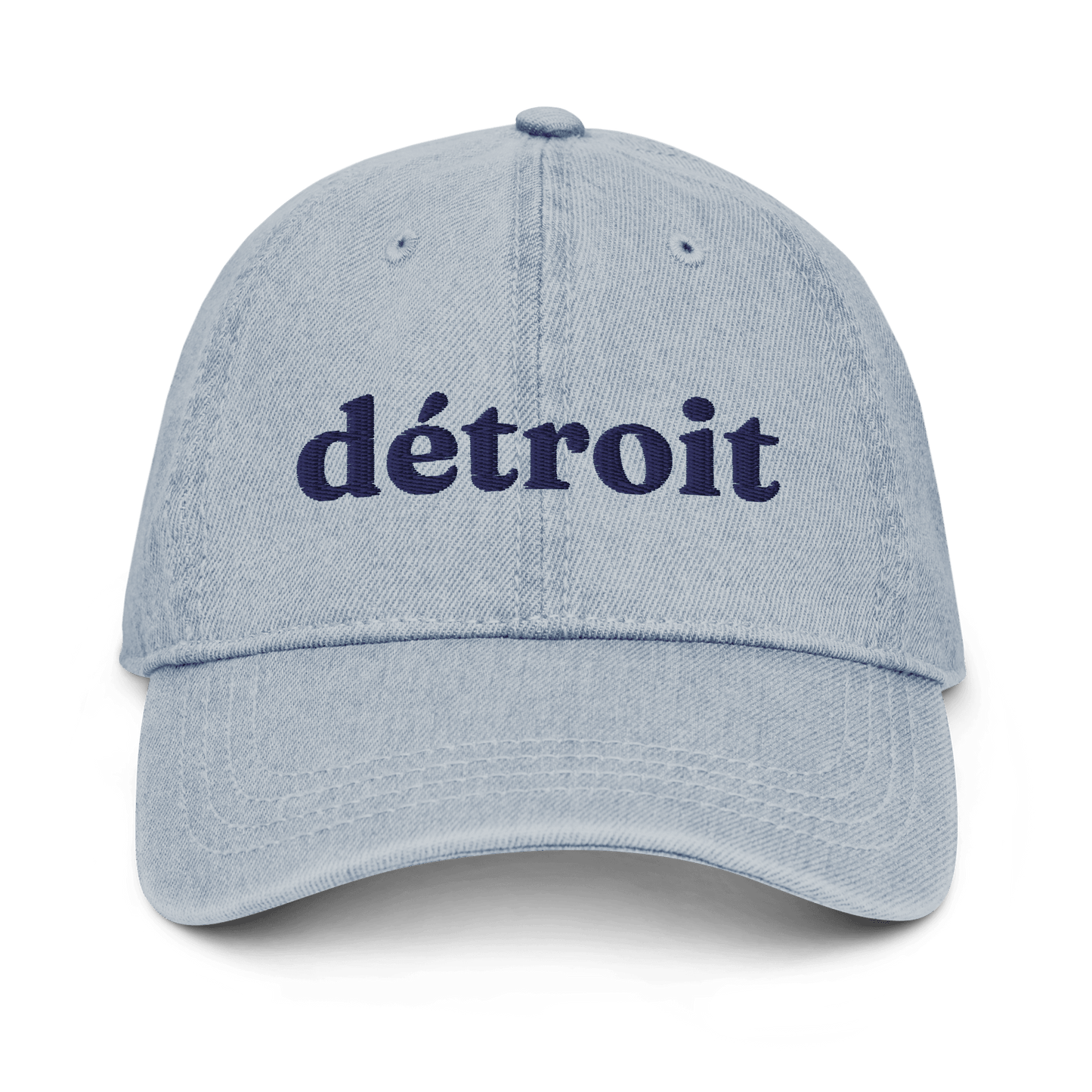 'Détroit' Denim Baseball Cap | White/Navy Embroidery - Circumspice Michigan