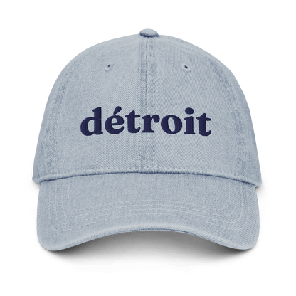 'Détroit' Denim Baseball Cap | White/Navy Embroidery - Circumspice Michigan