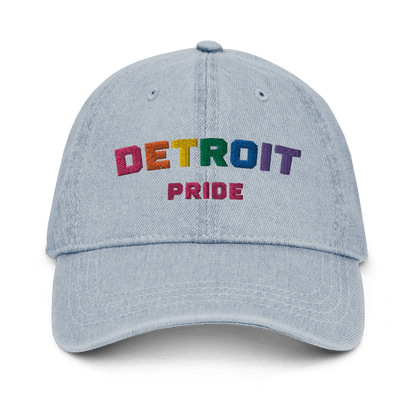 'Detroit Pride' LGBTQ Denim Baseball Cap (w/Rainbow Colors) - Circumspice Michigan